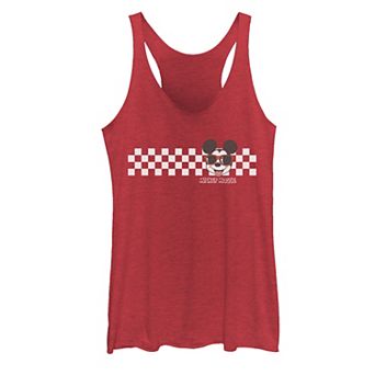 Juniors' Disney's Mickey Mouse Checkerboard Stripe Heather Tank Top