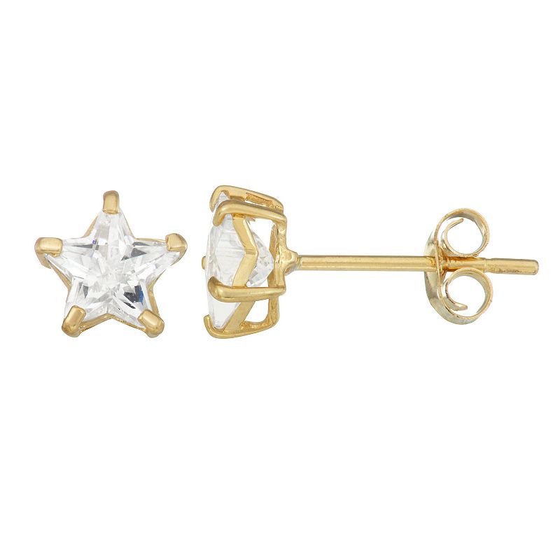 Forever 14K Cubic Zirconia Star Stud Earrings, Womens, White