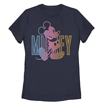 Juniors' Disney's Mickey Mouse Gradient Outline Graphic Tee