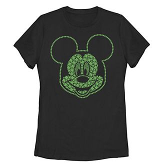 Juniors' Disney's Mickey Mouse Shamrock Face Tee