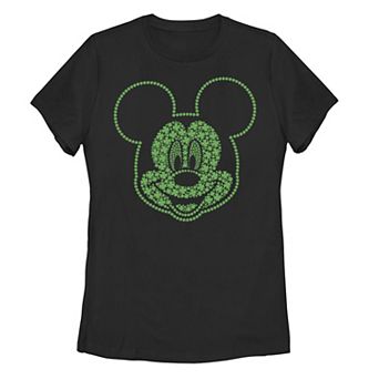 Juniors' Disney's Mickey Mouse Shamrock Face Tee
