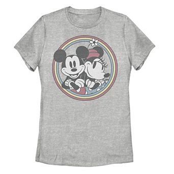 Juniors' Disney's Mickey Mouse & Minnie Mouse Retro Circle Graphic Tee
