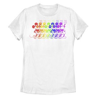 Juniors' Disney's Mickey Mouse Rainbow Peace Graphic Tee