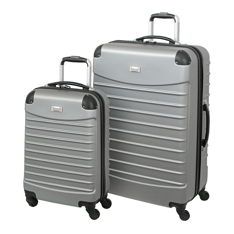 Geoffrey Beene 2-Piece Hardside Spinner Luggage Set, Silver, 28 INCH