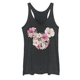 Juniors' Disney's Mickey Mouse Floral Silhouette Heather Tank Top