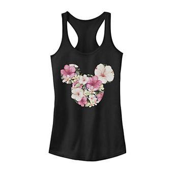 Juniors' Disney's Mickey Mouse Floral Silhouette Tank Top