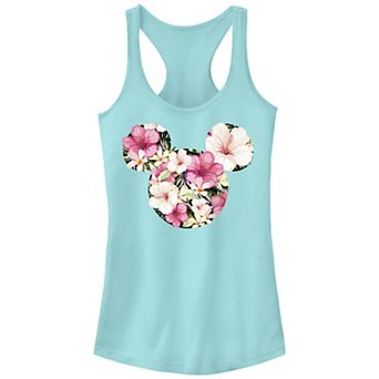 Juniors' Disney's Mickey Mouse Floral Silhouette Tank Top