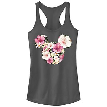 Juniors' Disney's Mickey Mouse Floral Silhouette Tank Top
