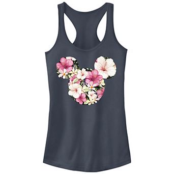 Juniors' Disney's Mickey Mouse Floral Silhouette Tank Top