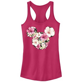 Juniors' Disney's Mickey Mouse Floral Silhouette Tank Top