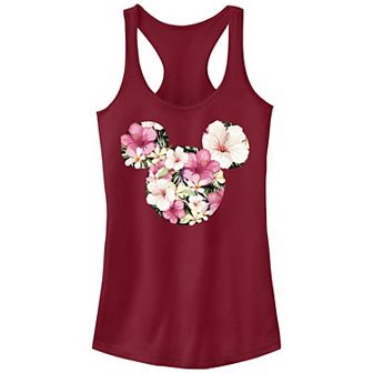 Juniors' Disney's Mickey Mouse Floral Silhouette Tank Top