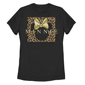 Juniors' Disney's Minnie Mouse Leopard Square Graphic Tee