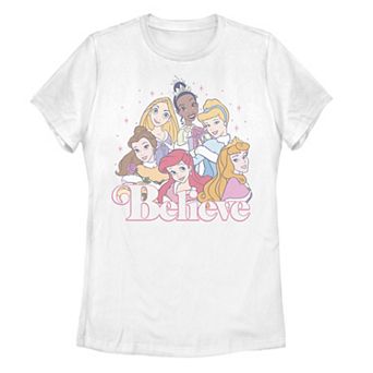 Juniors' Disney's Christmas Princess Believe Group Shot Graphic Tee
