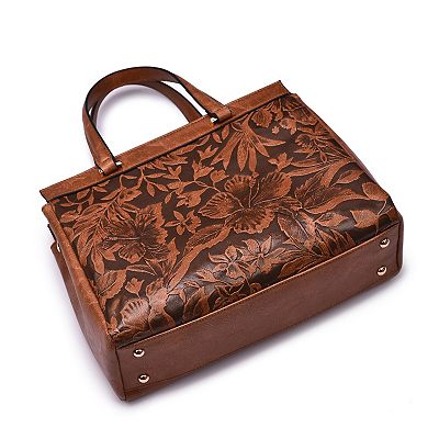 Mellow World Salome Embossed Floral Satchel - Medium Vintage Crossbody Handbag For Women With Removable Strap