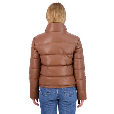 Juniors' Sebby Faux Leather Puffer Jacket