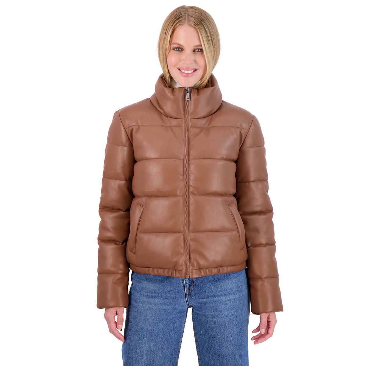 Juniors’ Sebby Faux Leather Puffer Jacket  $30