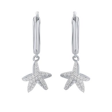 Sterling Silver 1/3 Carat T.W. Diamond Starfish Drop Earrings