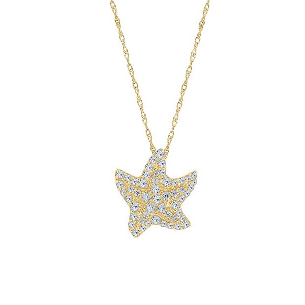Sterling Silver 1 4 Carat T.W. Diamond Starfish Pendant Necklace