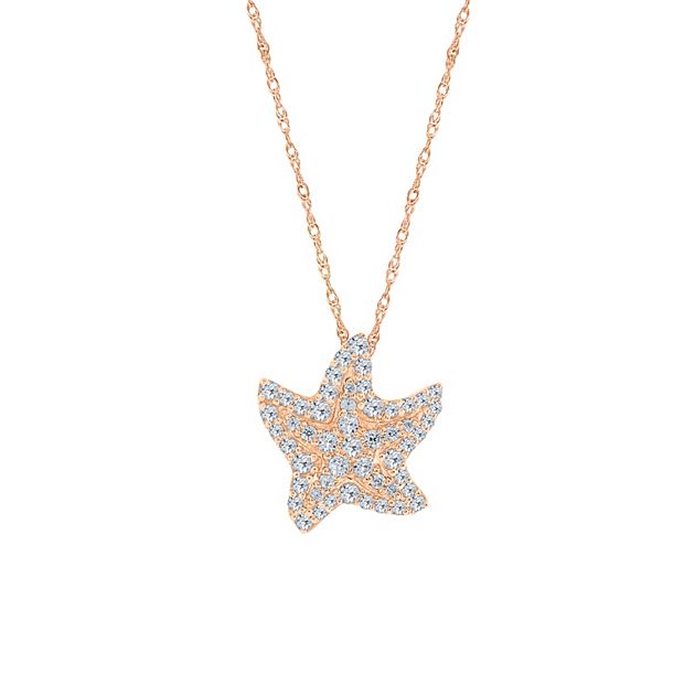Sterling Silver 1 4 Carat T.W. Diamond Starfish Pendant Necklace