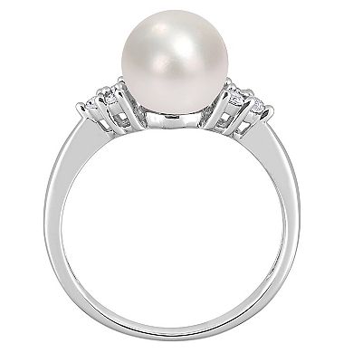 Stella Grace Sterling Silver Freshwater Cultured Pearl & 1/8 ct T.W ...