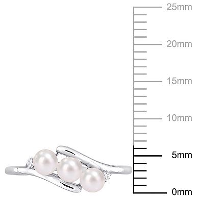 Stella Grace Sterling Silver Freshwater Cultured Pearl & Diamond Accent Bypass Ring