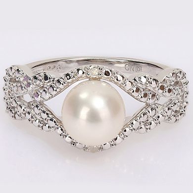Stella Grace Sterling Silver Freshwater Cultured Pearl & Diamond Accent Infinity Ring