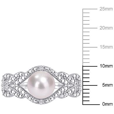 Stella Grace Sterling Silver Freshwater Cultured Pearl & Diamond Accent Infinity Ring