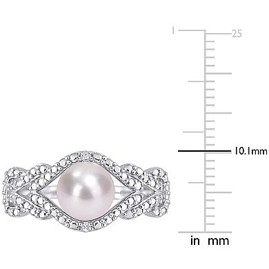 Stella Grace Sterling Silver Freshwater Cultured Pearl & Diamond Accent Infinity Ring