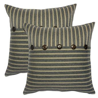 Home Fashions International Ticking Stripe Pieced 2 pc Throw Pillow Set
