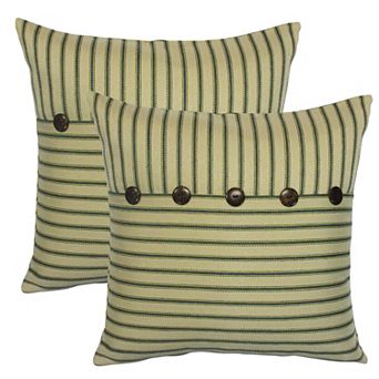 Home Fashions International Ticking Stripe Pieced 2 pc Throw Pillow Set