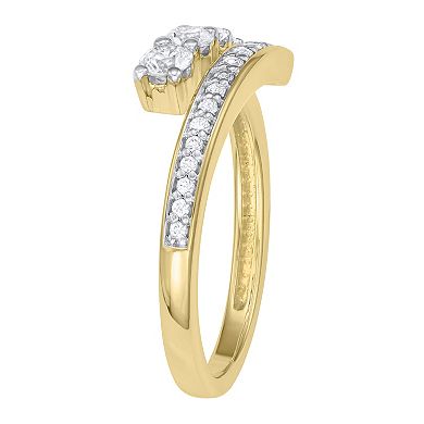 10k Gold 1/2 Carat T.W. Diamond Bypass Ring
