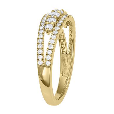 10k Gold 5/8 Carat T.W. Diamond Split Shank Ring