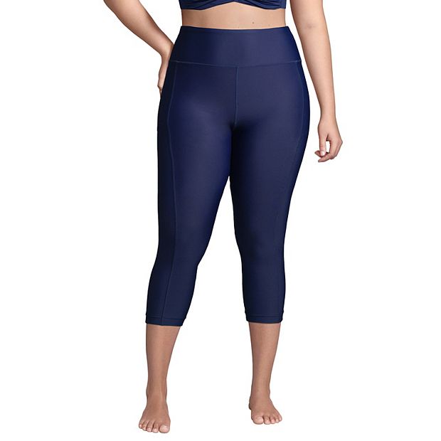 Plus Size Lands Chlorine Resistant High Waist Crop Swim Leggings