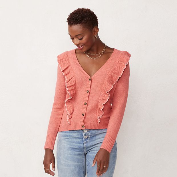 Ruffle on sale cardigan long