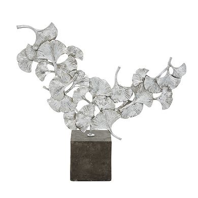 Stella & Eve Silver Polystone Contemporary Ginkgo Leaf Sculpture