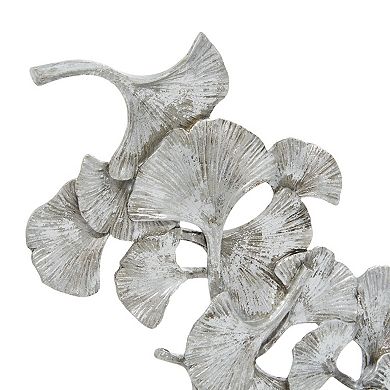 Stella & Eve Silver Polystone Contemporary Ginkgo Leaf Sculpture