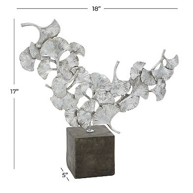Stella & Eve Silver Polystone Contemporary Ginkgo Leaf Sculpture