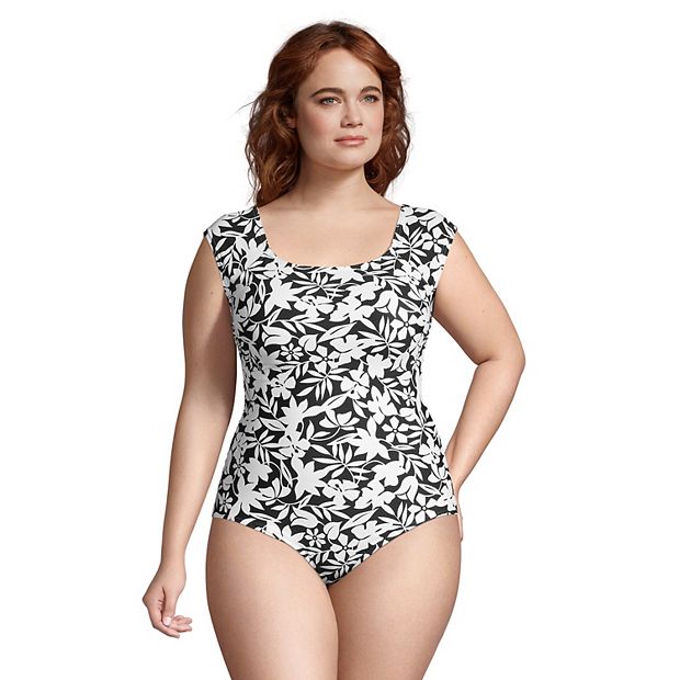 Cap sleeve swimsuit plus hot sale size