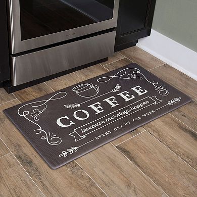 Nicole Miller New York Cook N Comfort Traditional Graphic Coffee Because Anti-Fatigue Kitchen Mat - 20'' x 39''