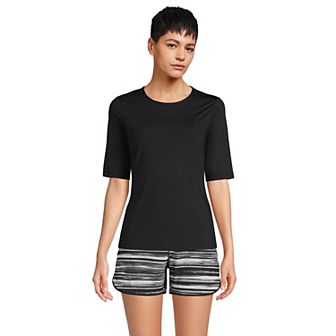 Petite Lands' End UPF 50 Elbow-Sleeve Rash Guard Swim Tee
