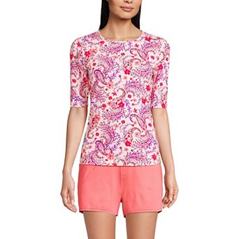 Petite Lands' End UPF 50 Elbow-Sleeve Rash Guard Swim Tee