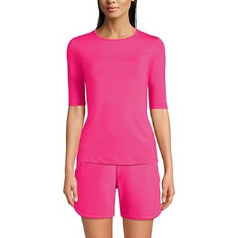 Petite Lands' End UPF 50 Elbow-Sleeve Rash Guard Swim Tee