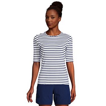 Petite Lands' End UPF 50 Elbow-Sleeve Rash Guard Swim Tee