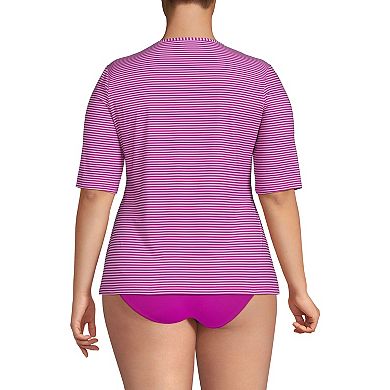 Plus Size Lands' End UPF 50 Elbow-Sleeve Rash Guard Swim Tee