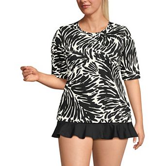 Plus Size Lands' End UPF 50 Elbow-Sleeve Rash Guard Swim Tee
