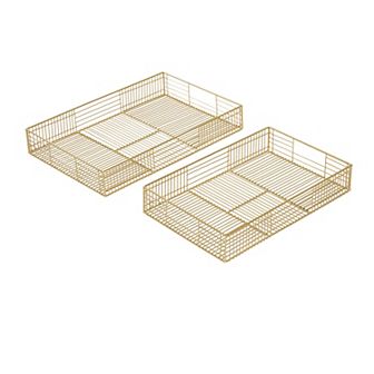 CosmoLiving by Cosmopolitan Gold Finish Contemporary Decorative Tray Table Decor 2 pc Set