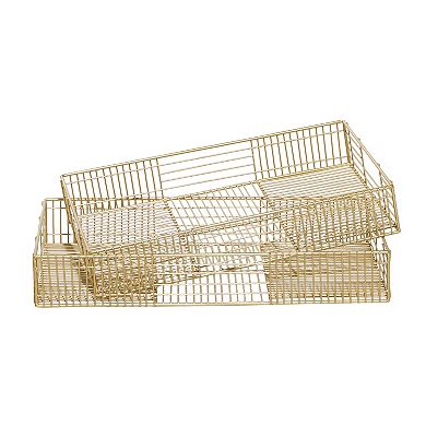 Stella & Eve Gold Finish Contemporary Decorative Tray Table Decor 2-piece Set