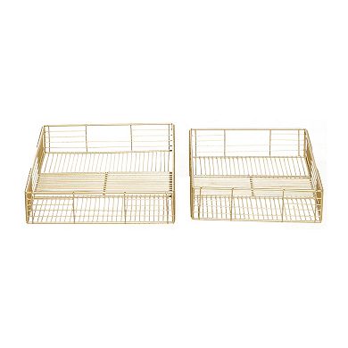 Stella & Eve Gold Finish Contemporary Decorative Tray Table Decor 2-piece Set