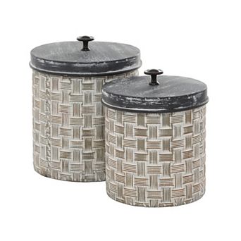 Stella & Eve Metal Farmhouse Decorative Jars 2 pc Set