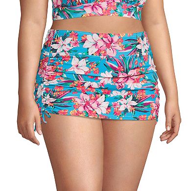 Plus Size Lands' End Tummy Control UPF 50 Ruched-Side Swim Skirt